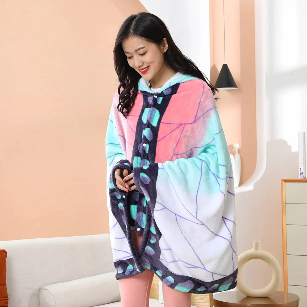 Anime Demon Slayer Hooded Cape Blanket - Image 4