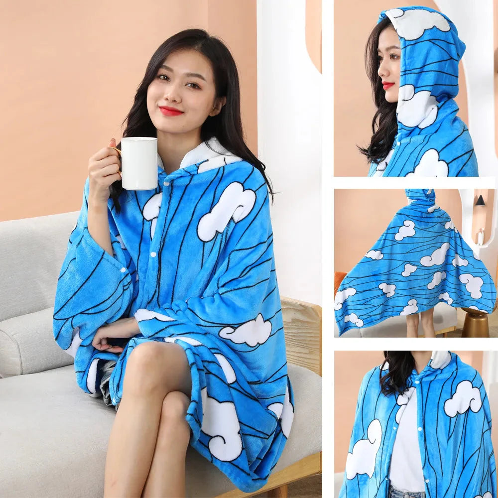 Anime Demon Slayer Hooded Cape Blanket - Image 7