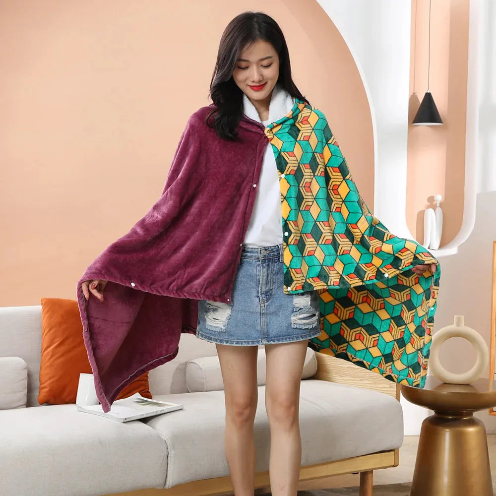 Anime Demon Slayer Hooded Cape Blanket - Image 8
