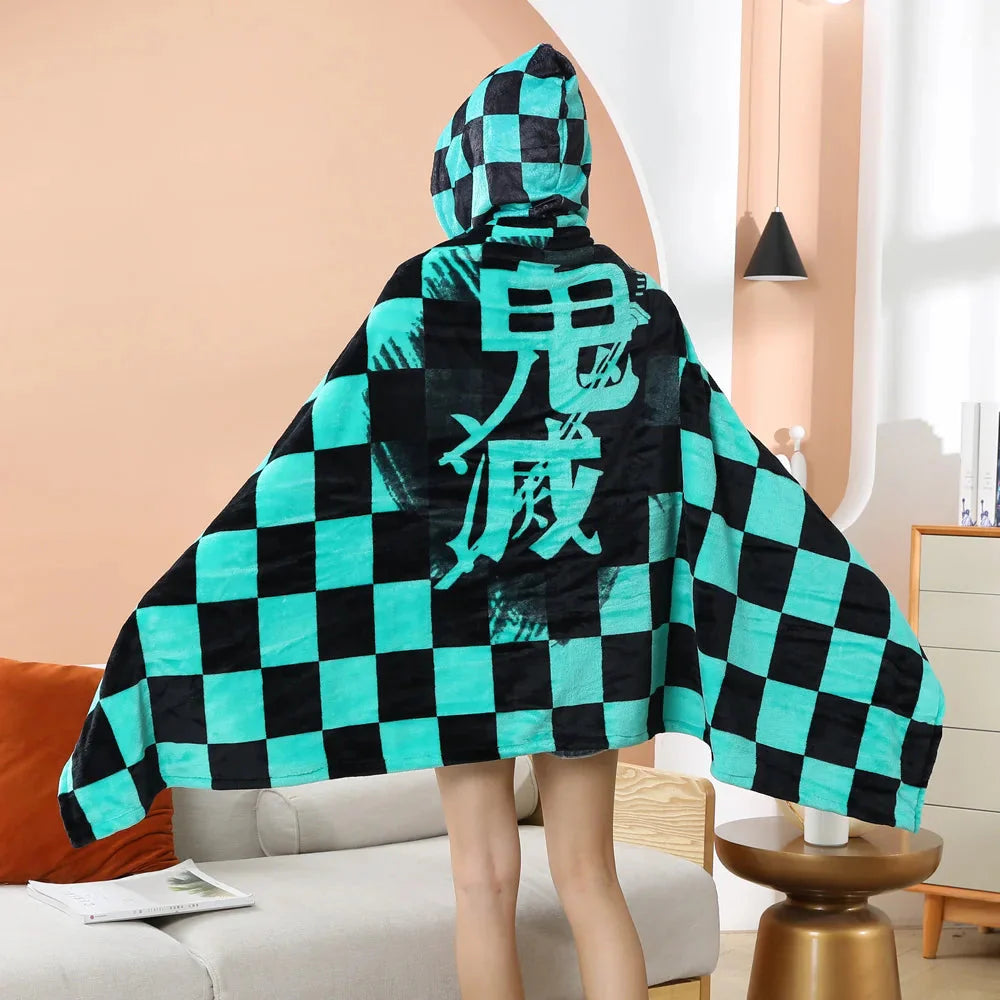 Anime Demon Slayer Hooded Cape Blanket - Image 2