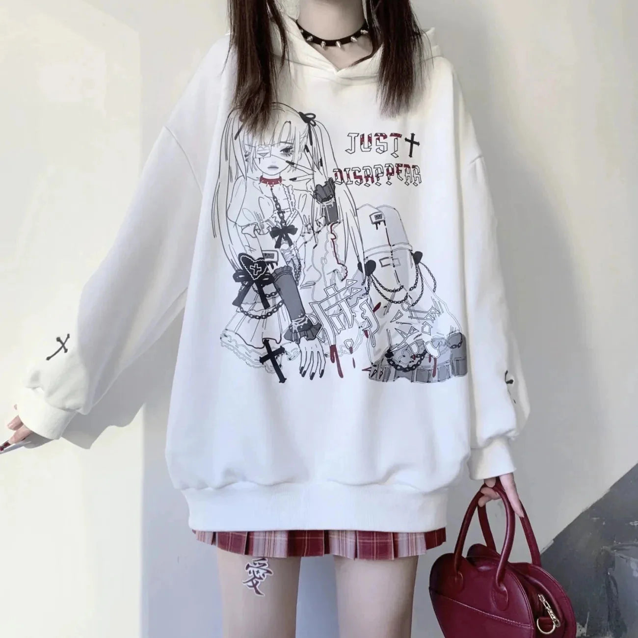 Anime Emo Girl 'Just Disappear' Women's Hoodie - Image 3