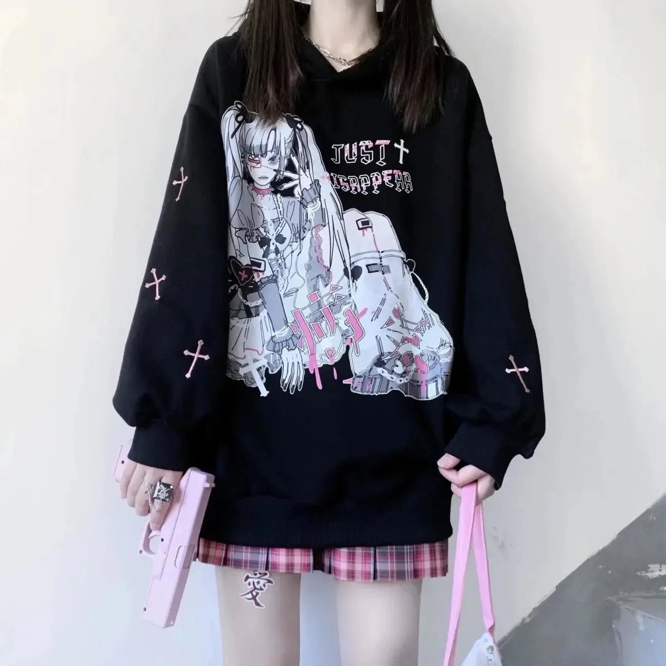 Anime Emo Girl 'Just Disappear' Women's Hoodie - Image 2