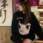 Anime Kawaii Girl Face Oversized Long Sleeve Streetwear