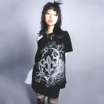 Black Gothic Floral Pattern Off Shoulder Women's Tee