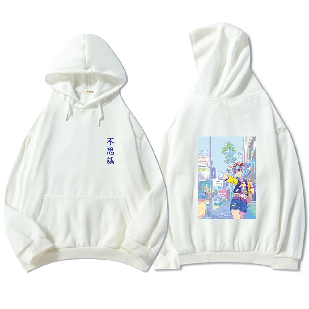 Blue Anime City Girl Unisex Kawaiies Hoodie - Image 4
