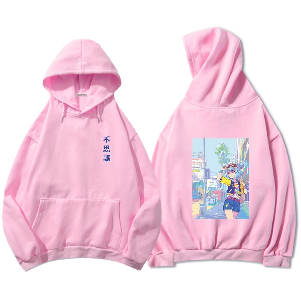 Blue Anime City Girl Unisex Kawaiies Hoodie - Image 5