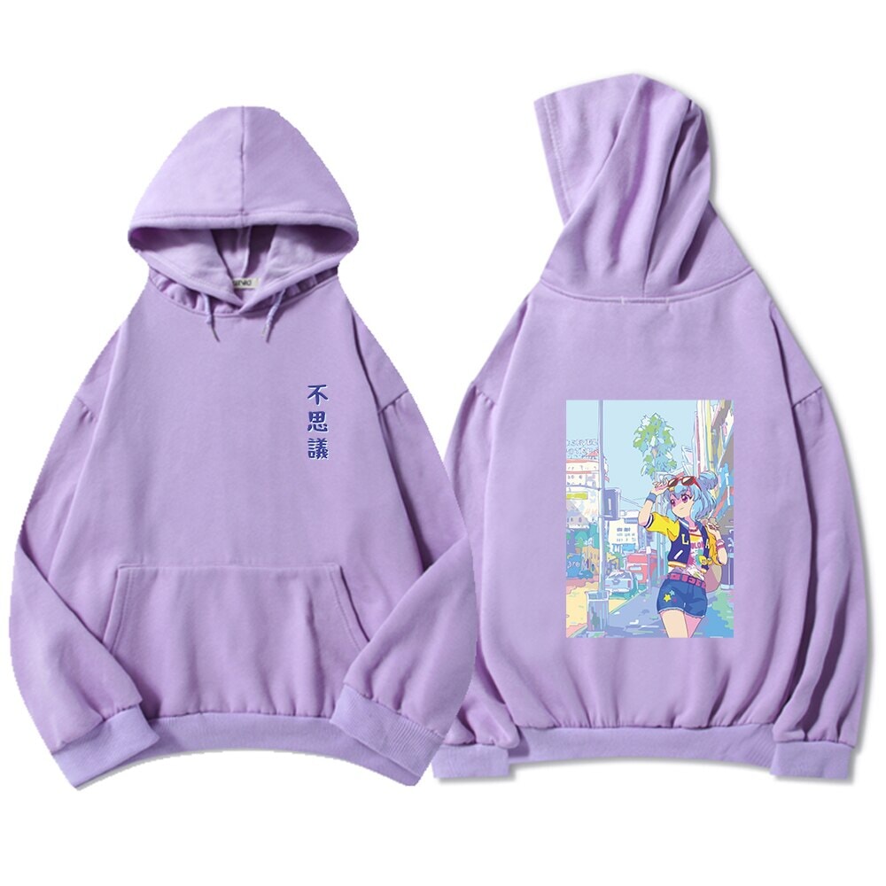 Blue Anime City Girl Unisex Kawaiies Hoodie - Image 6