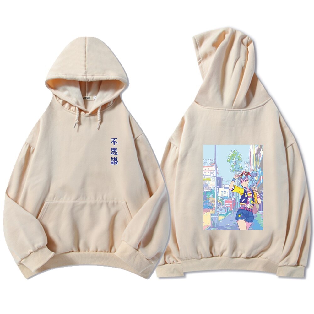 Blue Anime City Girl Unisex Kawaiies Hoodie