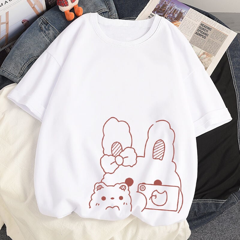 Bunny Bestie Selfie Cotton Women's Tee - Image 2