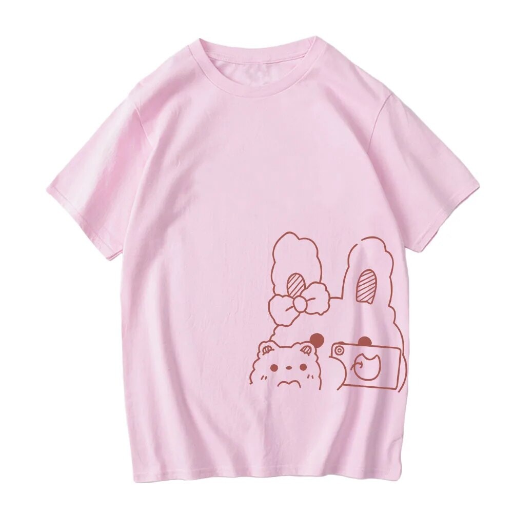 Bunny Bestie Selfie Cotton Women's Tee - Image 3