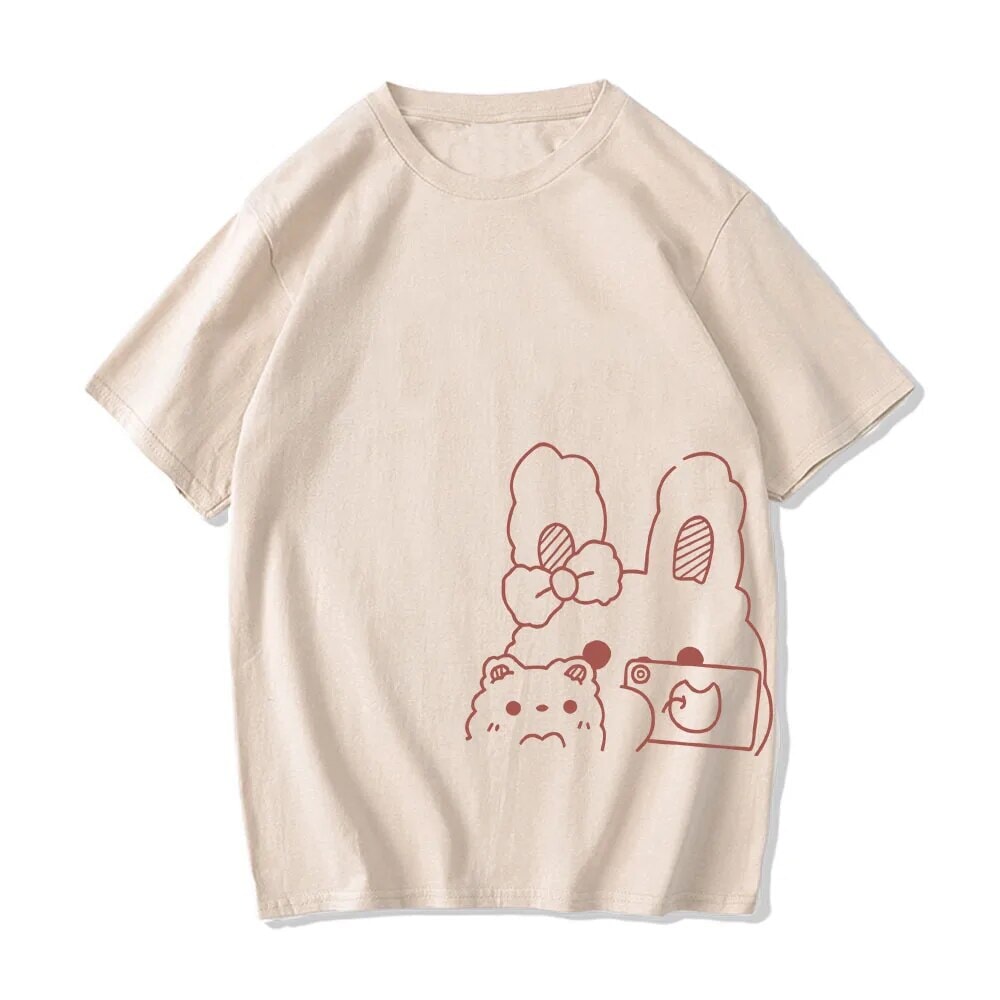 Bunny Bestie Selfie Cotton Women's Tee - Image 4