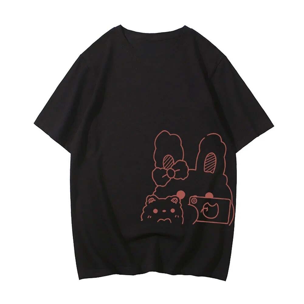 Bunny Bestie Selfie Cotton Women's Tee - Image 5