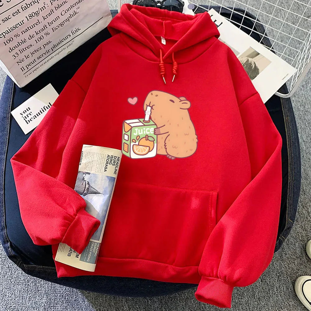 Capybara Drinking Orange Juice Unisex Hoodie - Image 11