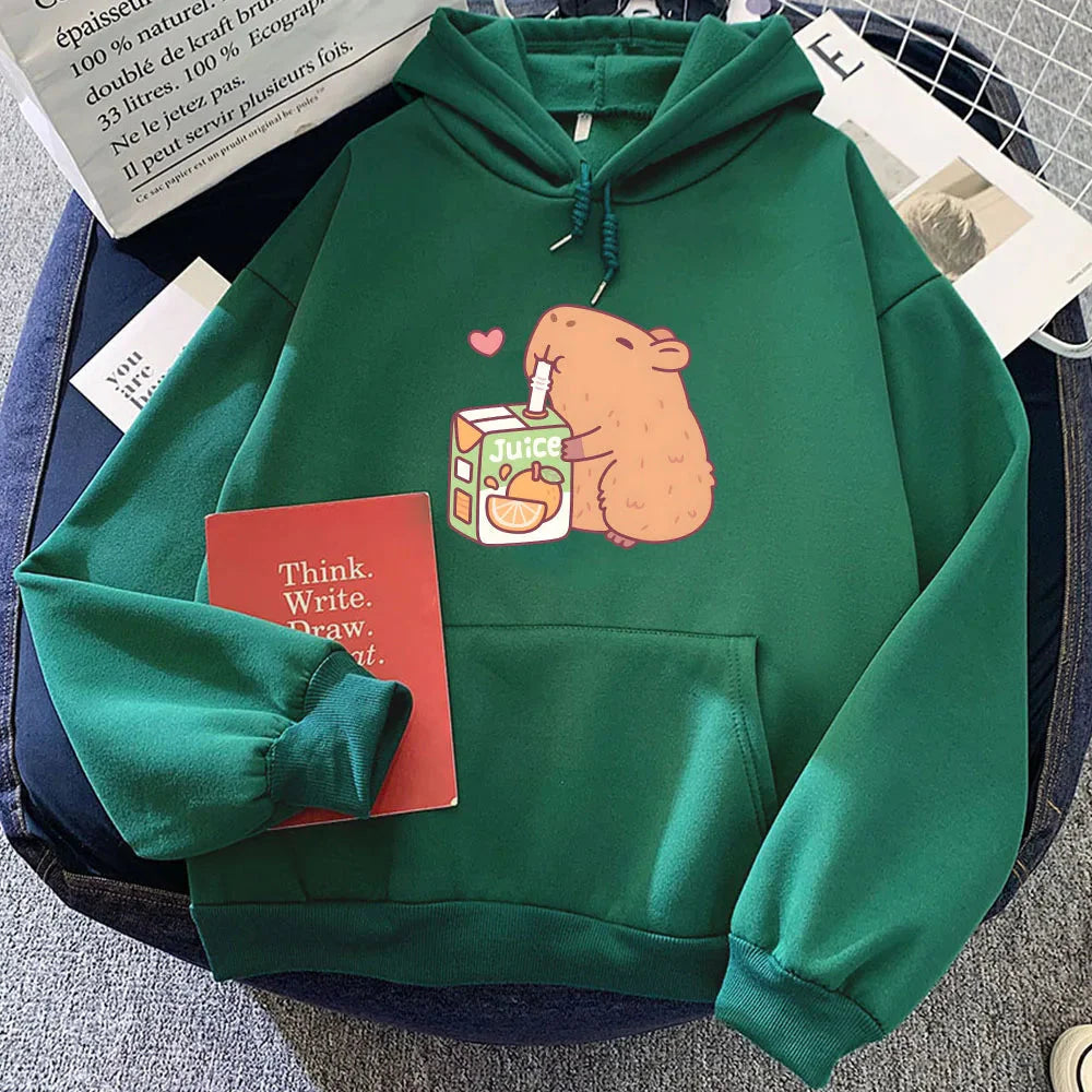 Capybara Drinking Orange Juice Unisex Hoodie - Image 12