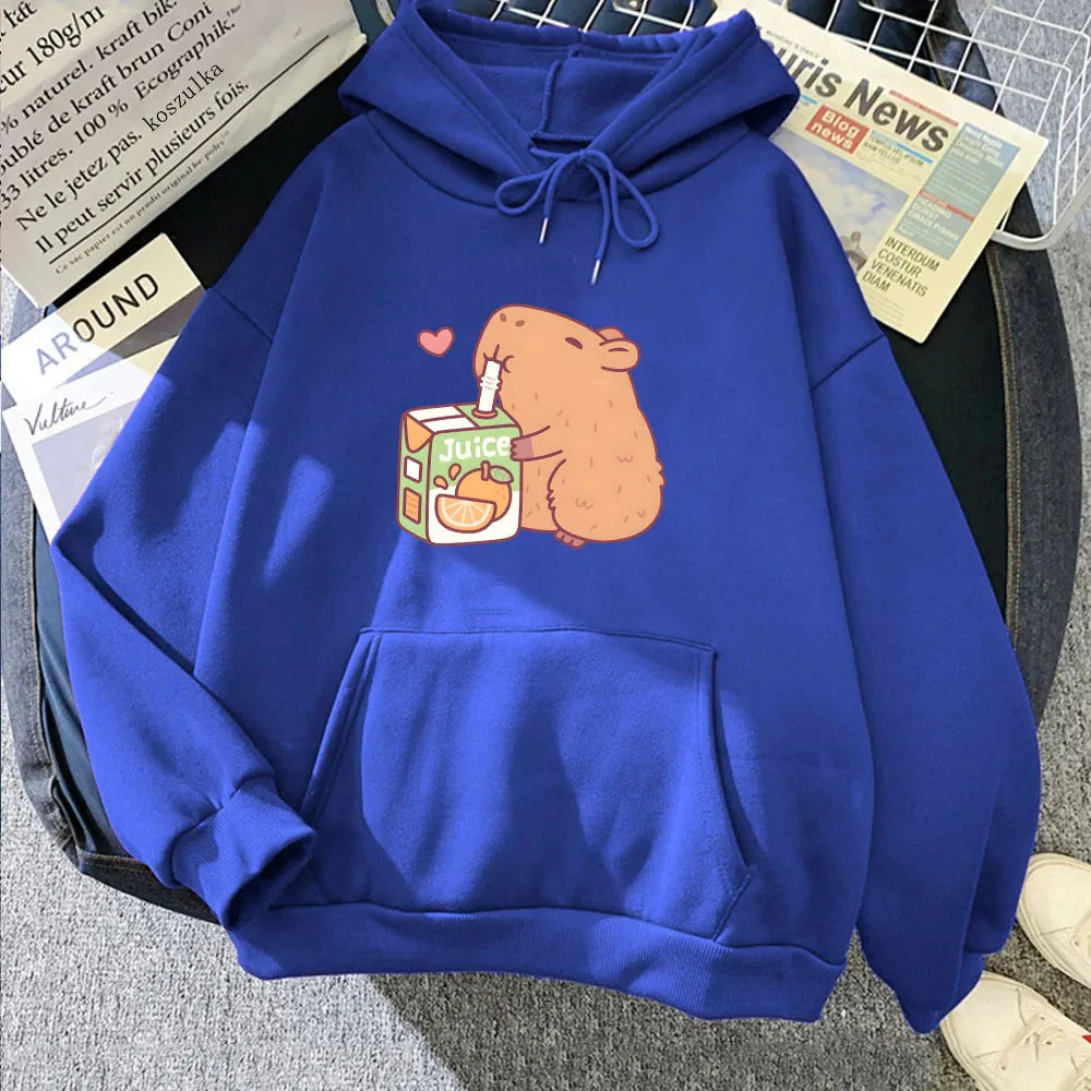 Capybara Drinking Orange Juice Unisex Hoodie - Image 13