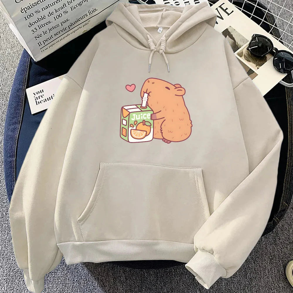 Capybara Drinking Orange Juice Unisex Hoodie - Image 4
