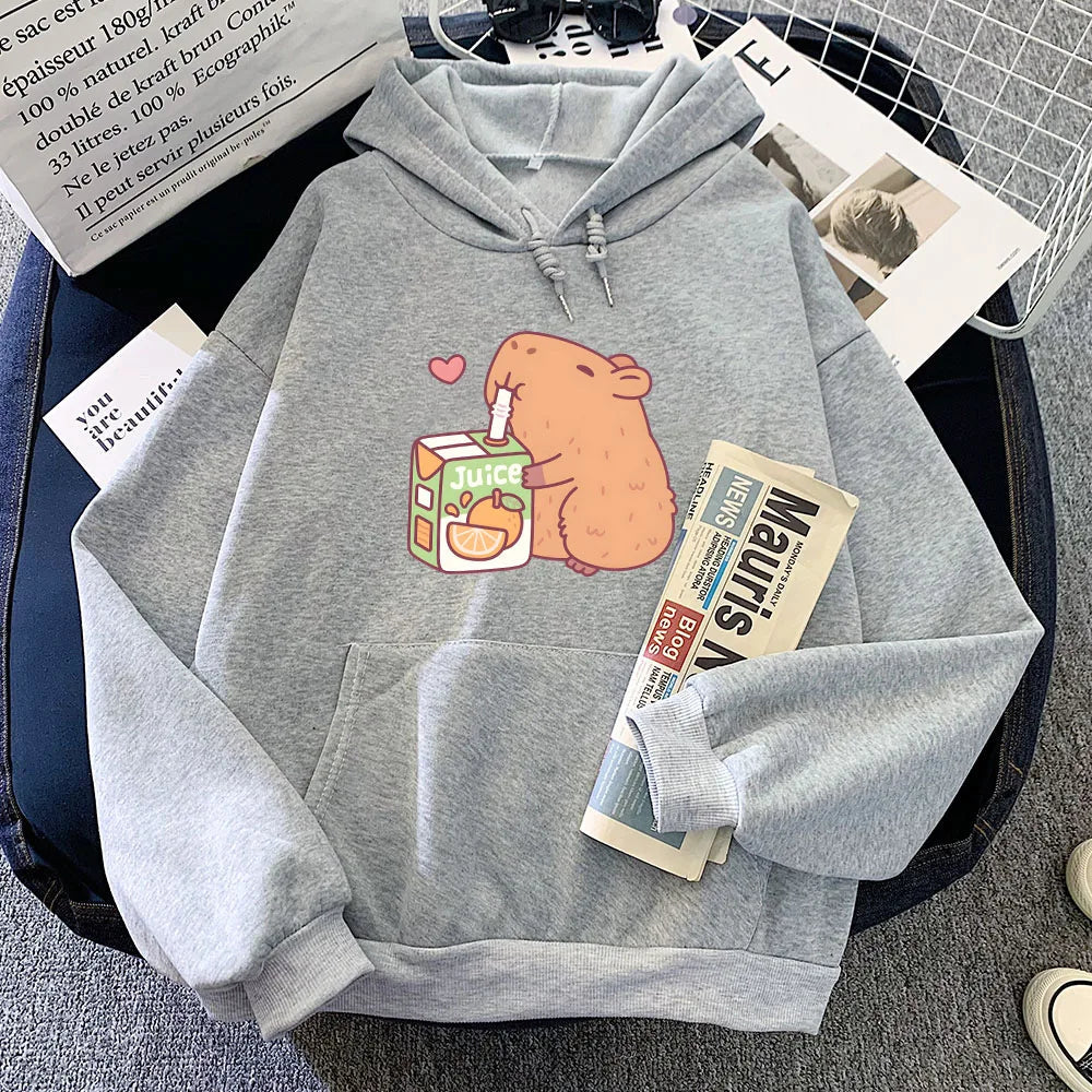 Capybara Drinking Orange Juice Unisex Hoodie - Image 5