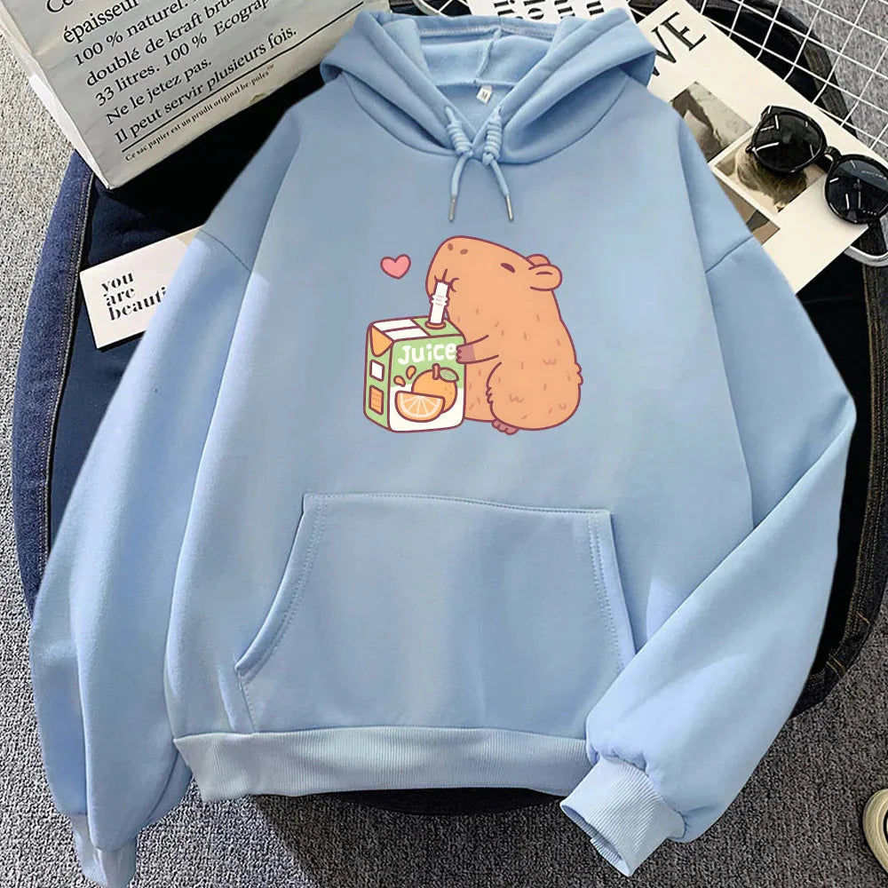 Capybara Drinking Orange Juice Unisex Hoodie - Image 7