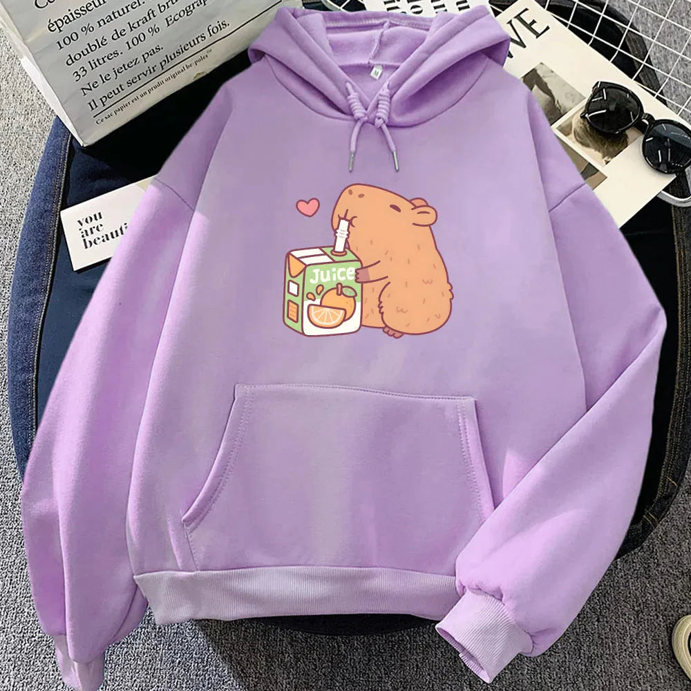 Capybara Drinking Orange Juice Unisex Hoodie - Image 8