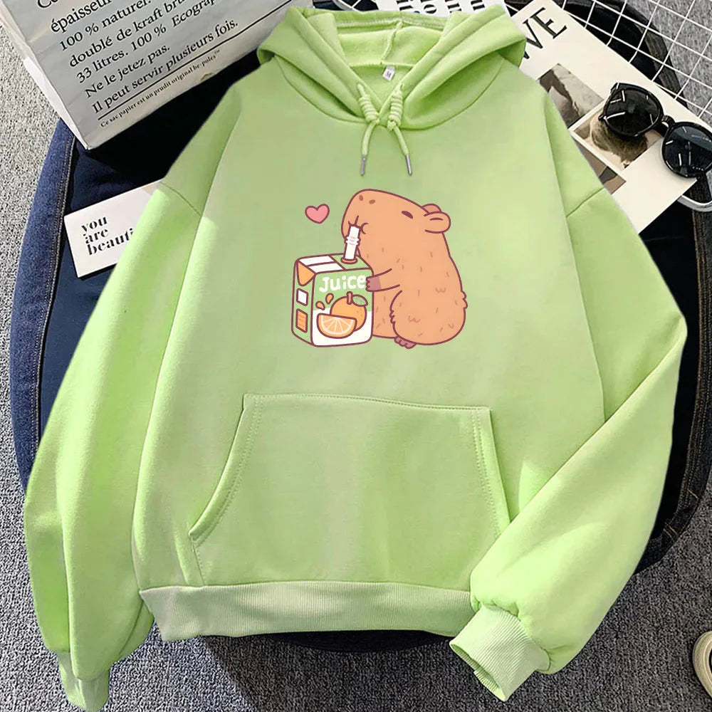 Capybara Drinking Orange Juice Unisex Hoodie - Image 9