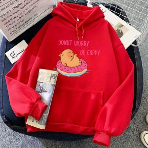 Capybara Floating Donut Don't Worry Be Cappy Unisex Hoodies