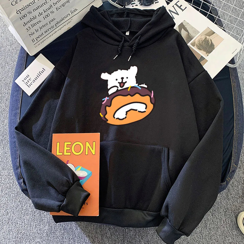 Chocolate Donut Luckie the Dog Unisex Hoodie - Image 3