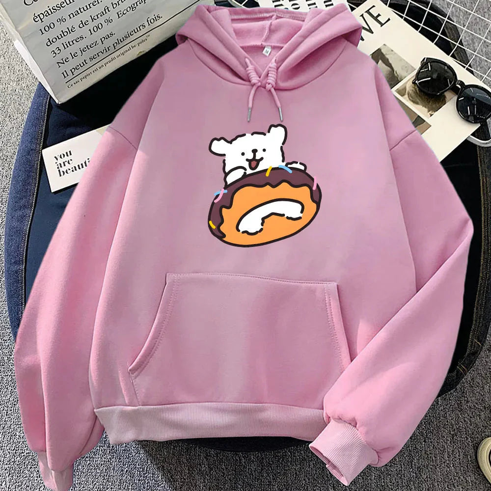 Chocolate Donut Luckie the Dog Unisex Hoodie - Image 4