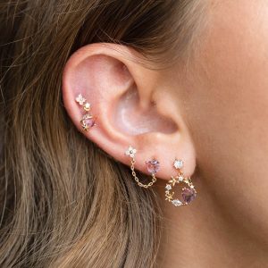 Circle of Love Heart Gold-Plated Hanging Stud Earrings