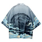 Cloud Mist Dragon Blue Unisex Kimono