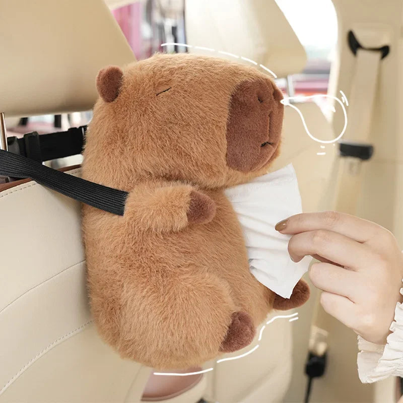 Cuddly Capybara Car Plush Tissue Box Cover