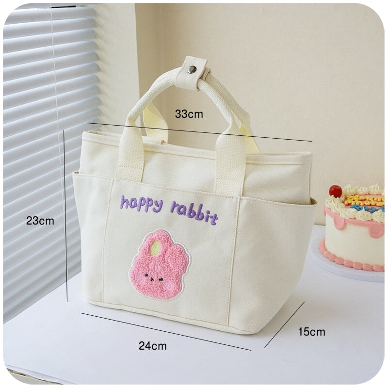 Cute Cherry & Bunny Canvas Lunch Bags - Image 5