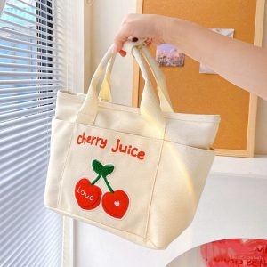 Cute Cherry & Bunny Canvas Lunch Bags