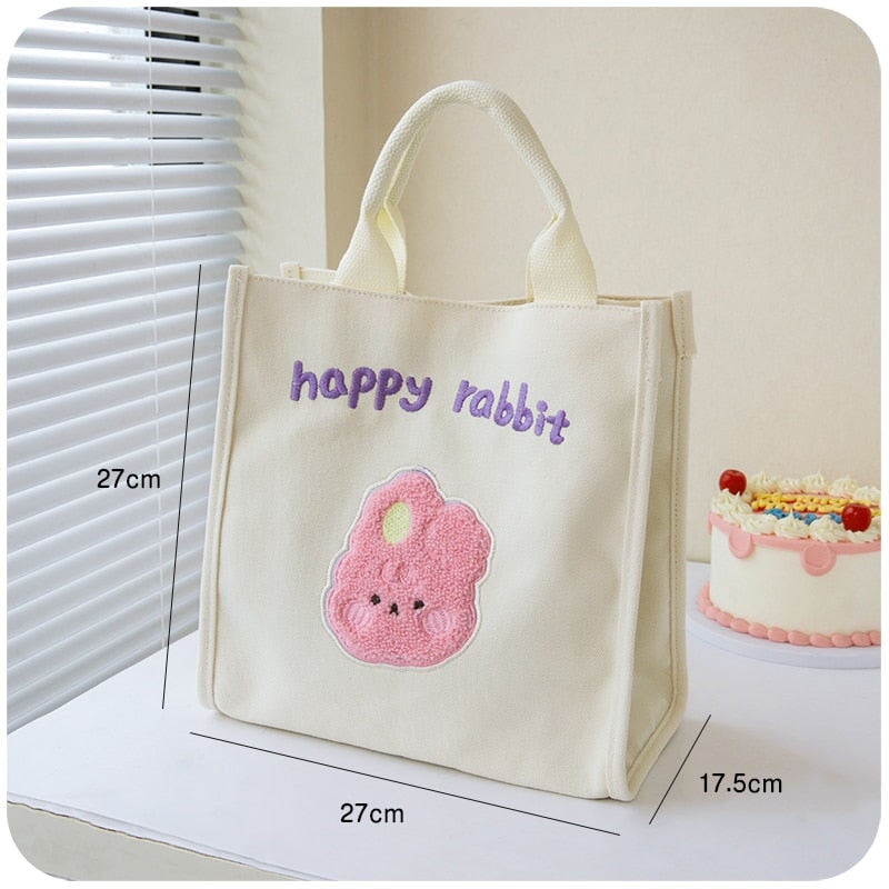 Cute Cherry & Bunny Canvas Lunch Bags - Image 3