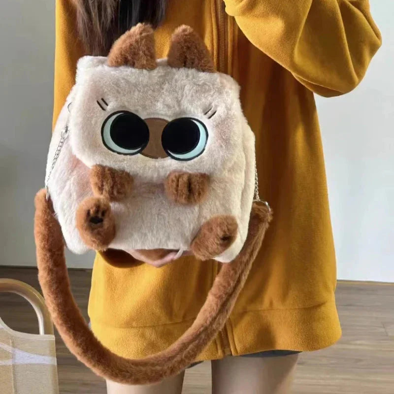 Cute Fluffy Brown Burmese Cat Plush Bag