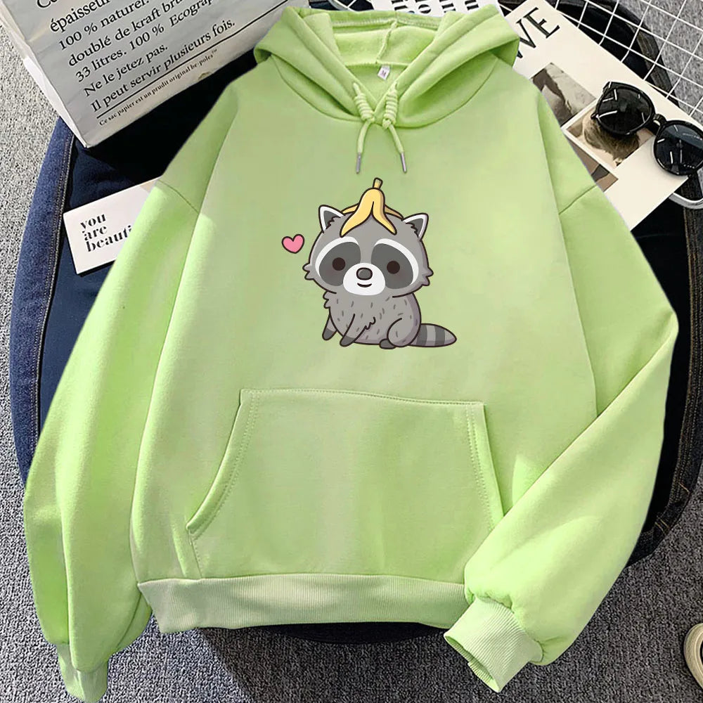 Cute Raccoon with Banana Peel Unisex Hoodie - Image 9