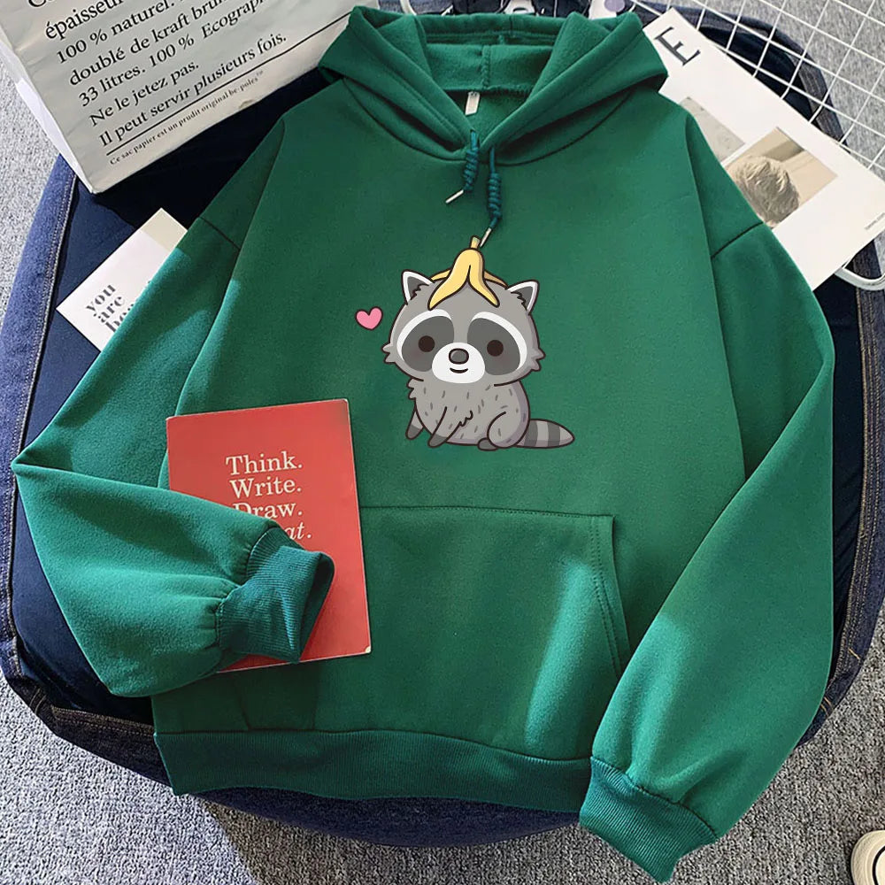 Cute Raccoon with Banana Peel Unisex Hoodie - Image 10