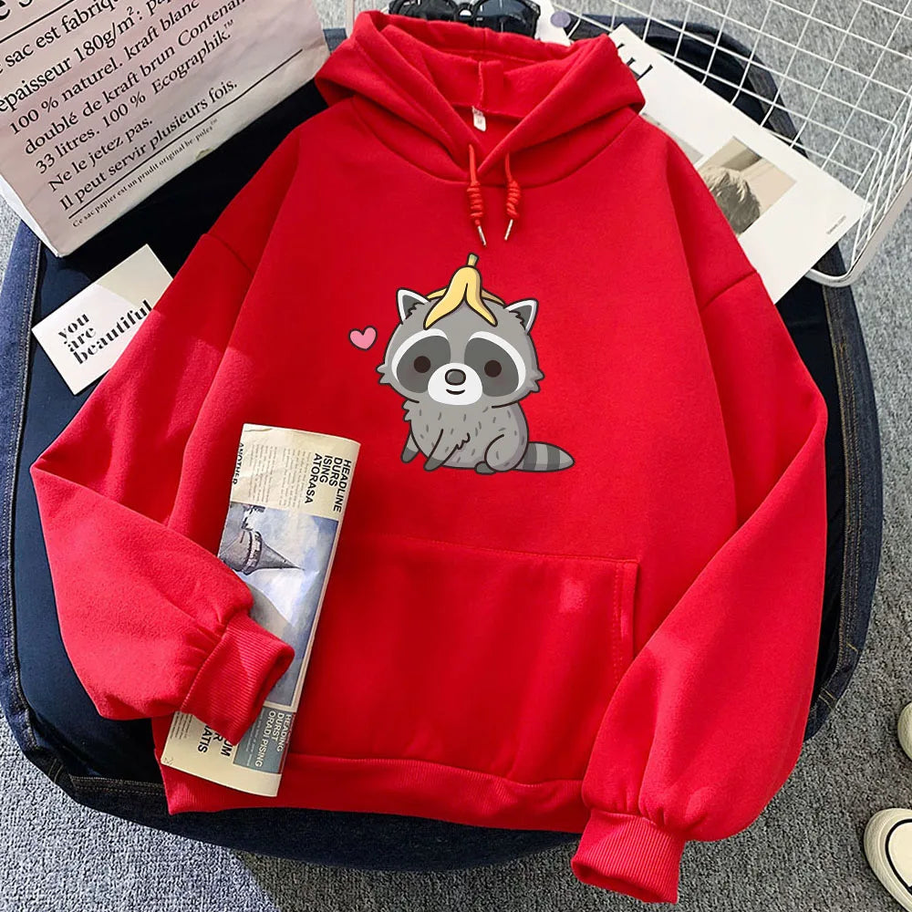 Cute Raccoon with Banana Peel Unisex Hoodie - Image 11