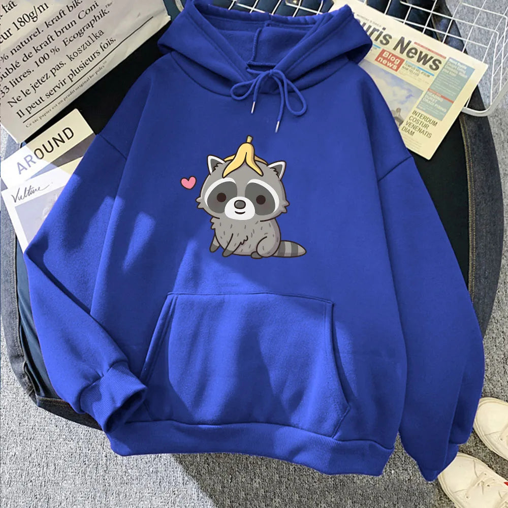 Cute Raccoon with Banana Peel Unisex Hoodie - Image 12