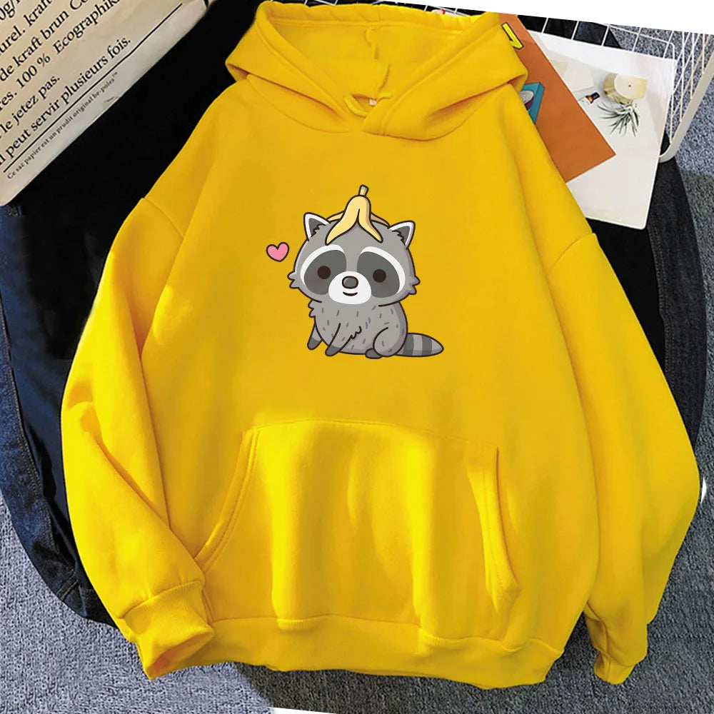 Cute Raccoon with Banana Peel Unisex Hoodie - Image 13