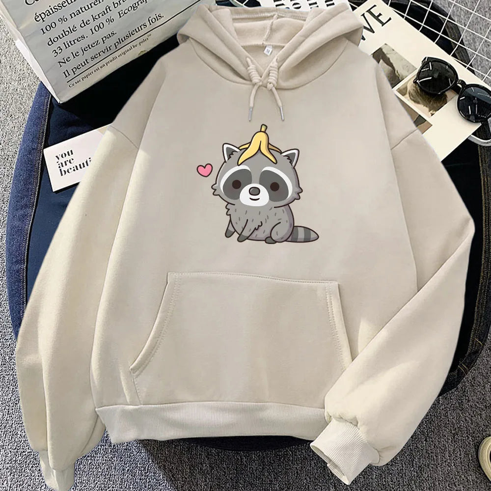 Cute Raccoon with Banana Peel Unisex Hoodie - Image 4