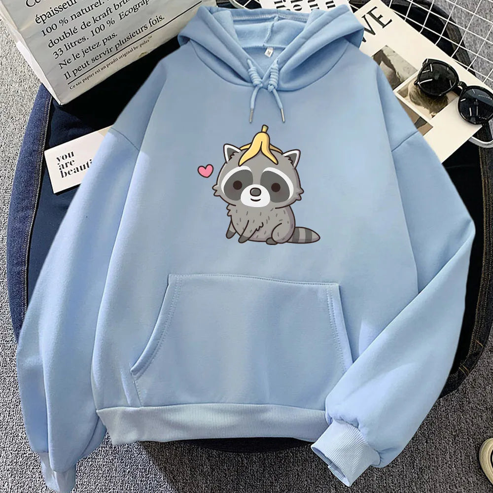Cute Raccoon with Banana Peel Unisex Hoodie - Image 7