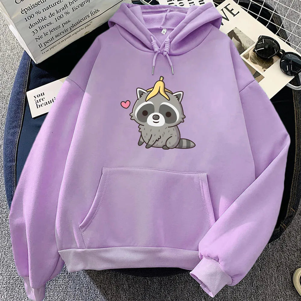 Cute Raccoon with Banana Peel Unisex Hoodie - Image 8