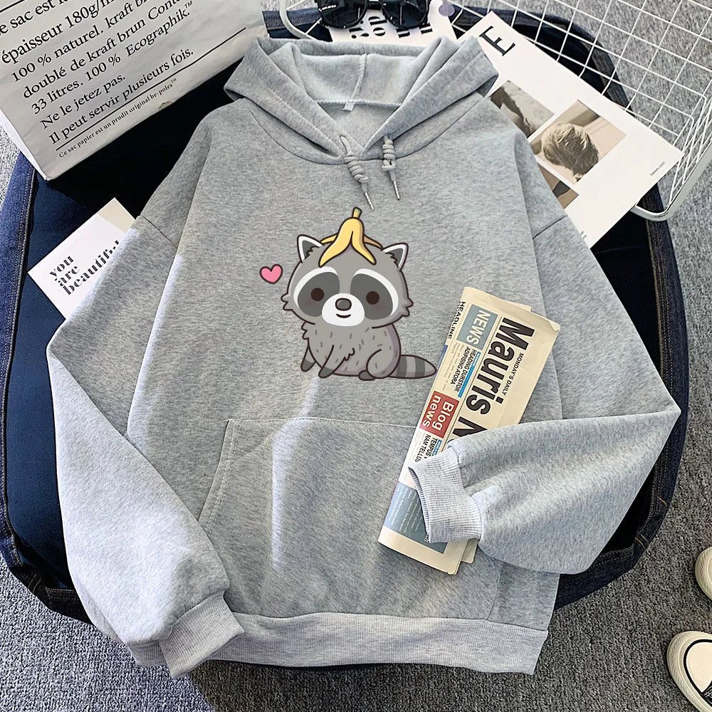 Cute Raccoon with Banana Unisex Hoodie - Image 5