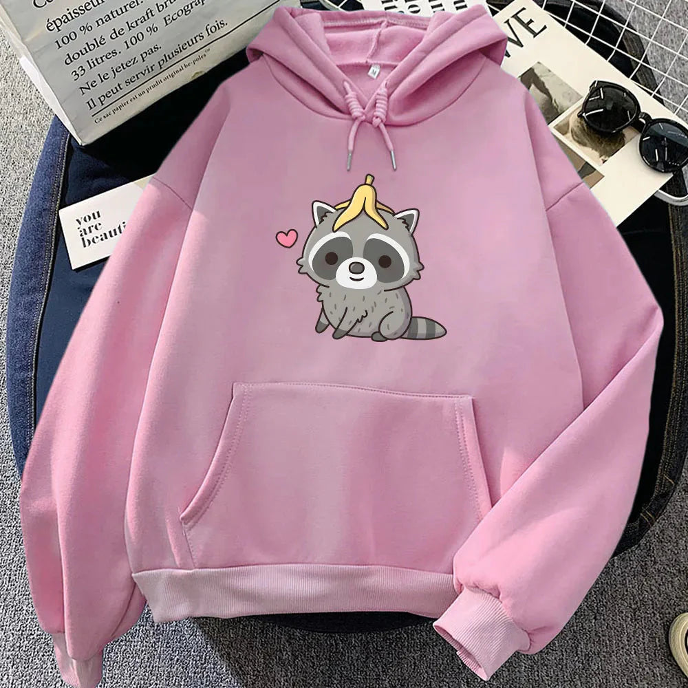 Cute Raccoon with Banana Unisex Hoodie - Image 6
