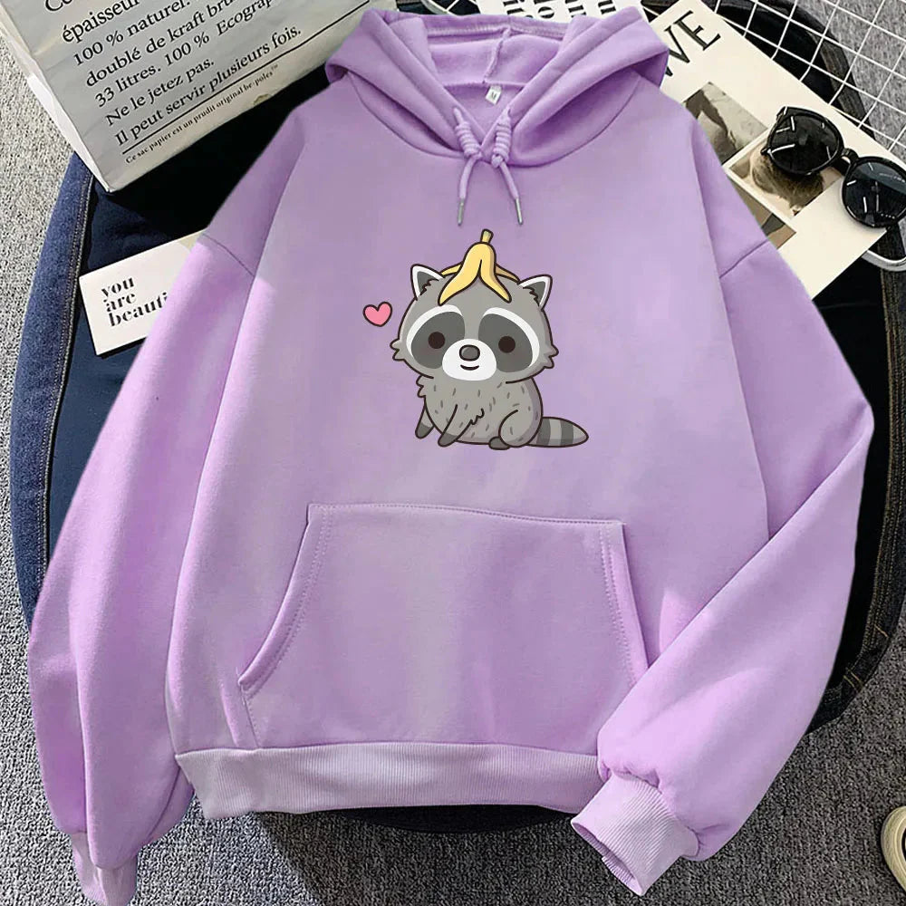 Cute Raccoon with Banana Unisex Hoodie - Image 8