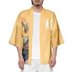 Emerald Flaming Dragon Golden Unisex Kimono