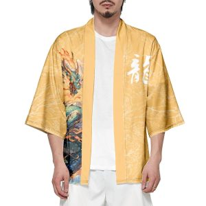 Emerald Flaming Dragon Golden Unisex Kimono