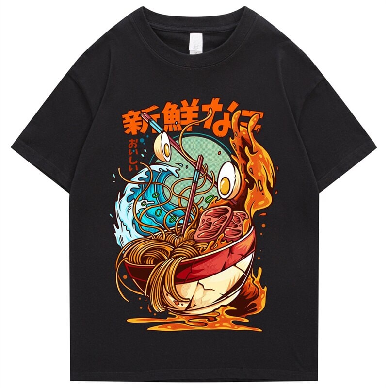 Flaming Hot Wagyu Ramen Unisex Cotton Tee - Image 4