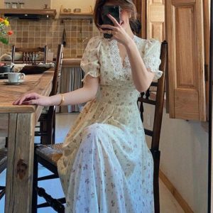 Floral Vintage Lace Cottage Dress