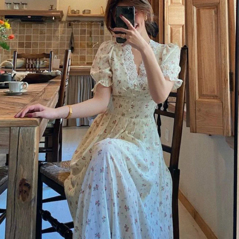 Floral Vintage Lace Cottage Dress